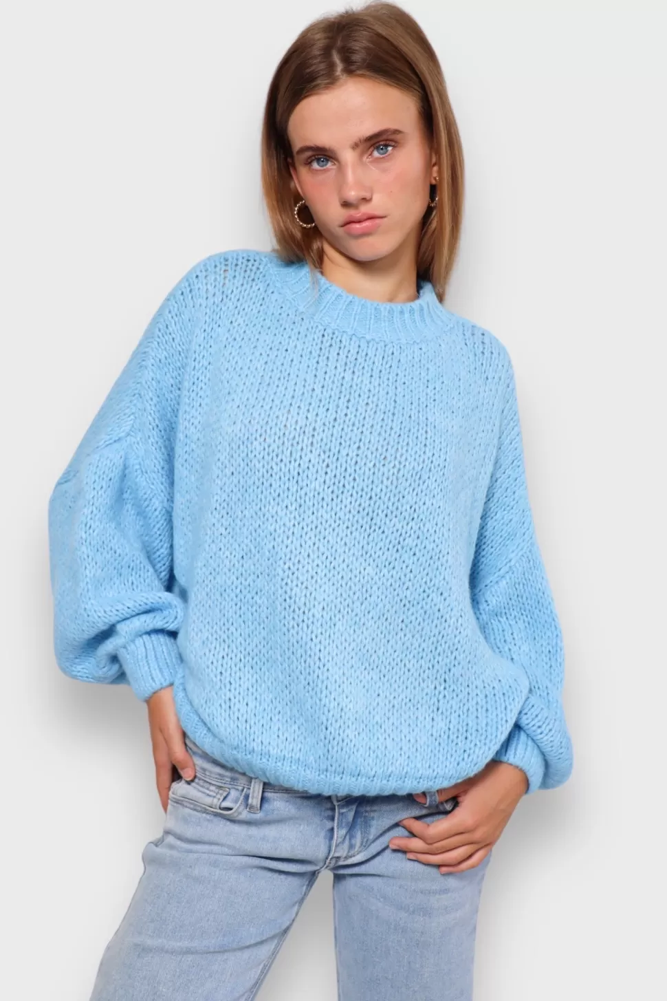 Pull "Gardez-Moi Au Chaud" Bleu*Meet Me There Shop