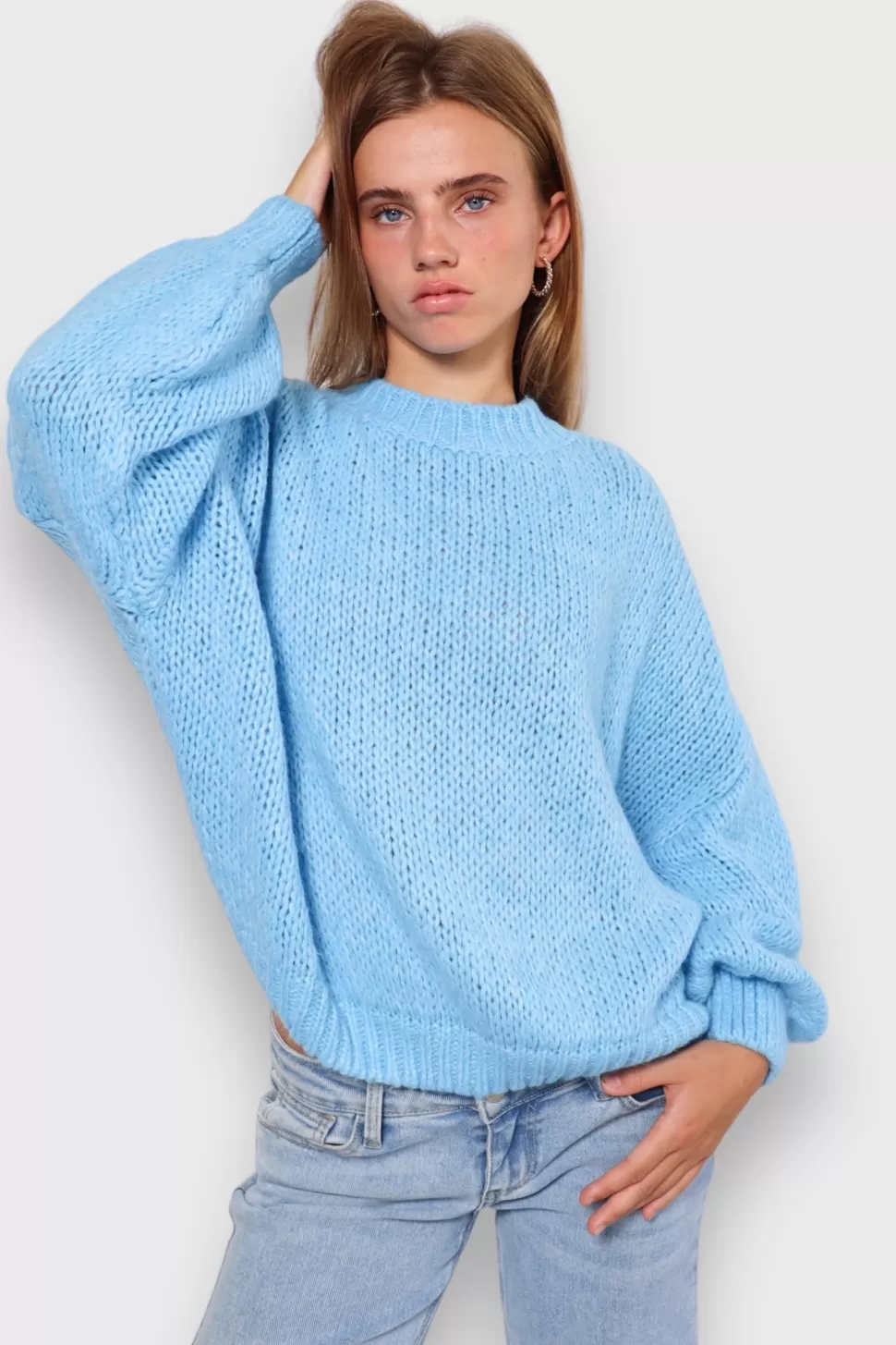 Pull "Gardez-Moi Au Chaud" Bleu*Meet Me There Shop
