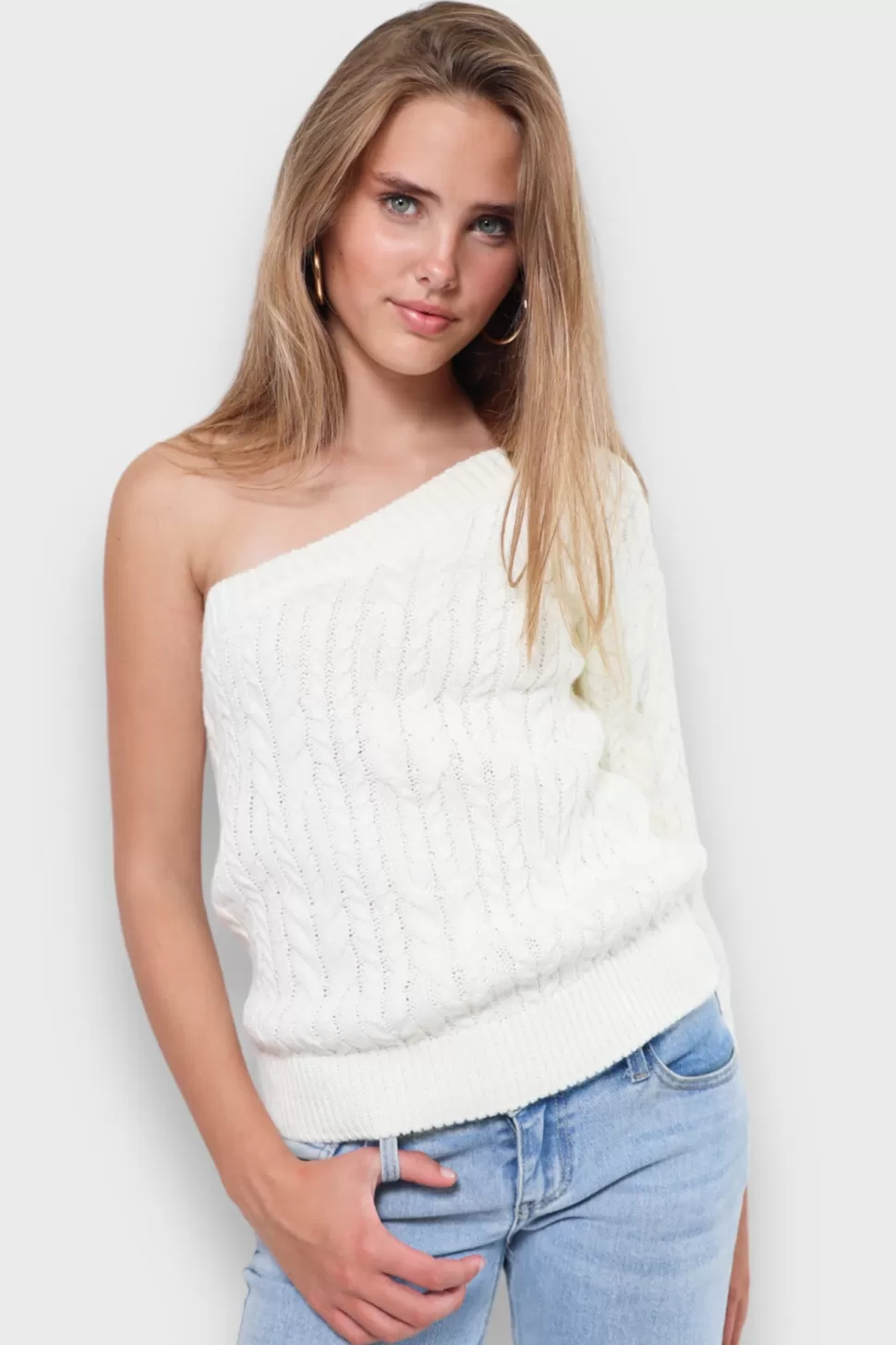 Pull "Une Manche" Blanc*Meet Me There Discount